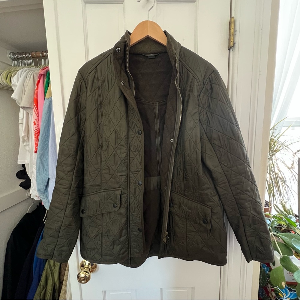 Barbour Flyweight Cavalry Quilted Jacket in Olive Green